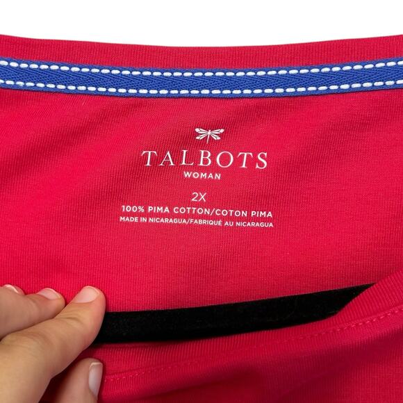 Talbots Sleeveless Pima Cotton Top NWT Women's Sz 2X Dark Pink Classic Layering - Picture 4 of 5